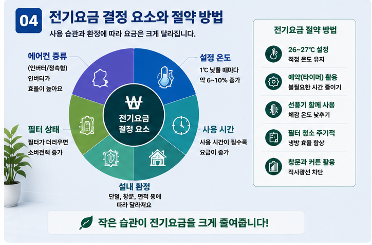 에어컨 전기요금에 영향을 주는 주요 요인