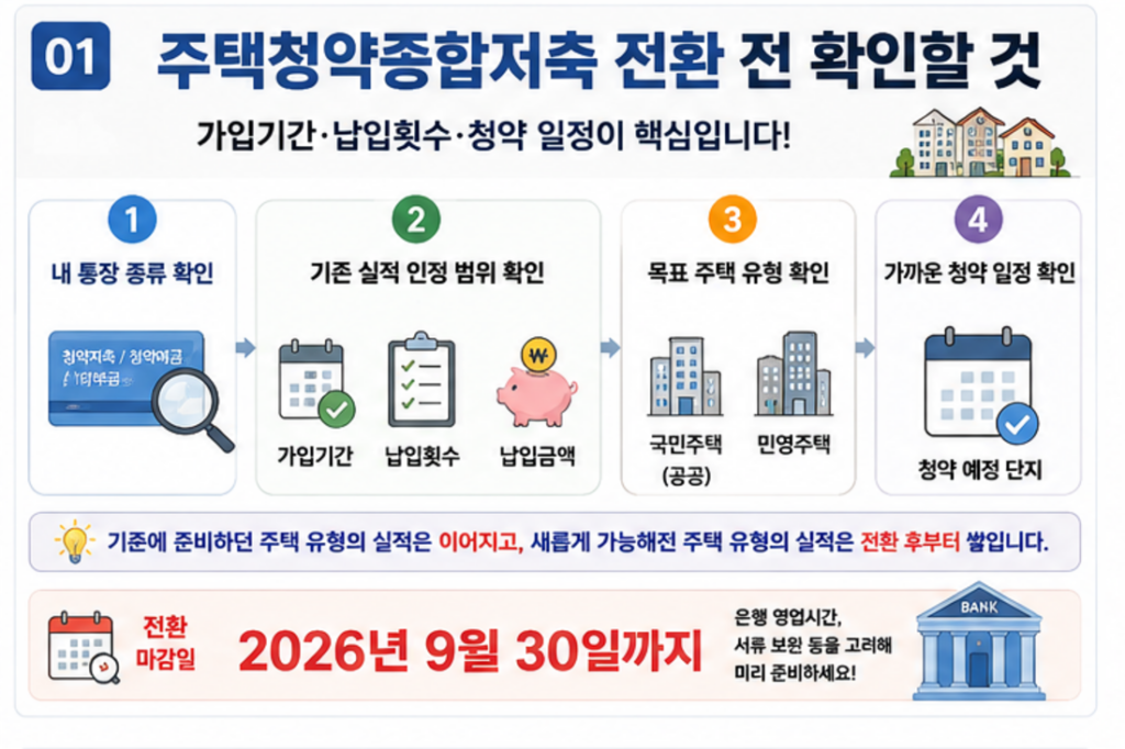 주택청약종합저축 전환 전 가입기간 납입횟수 청약 일정 확인