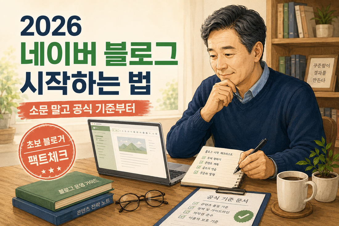 2026 네이버 블로그 시작하는 법과 공식 기준을 공부하는 50대 아빠