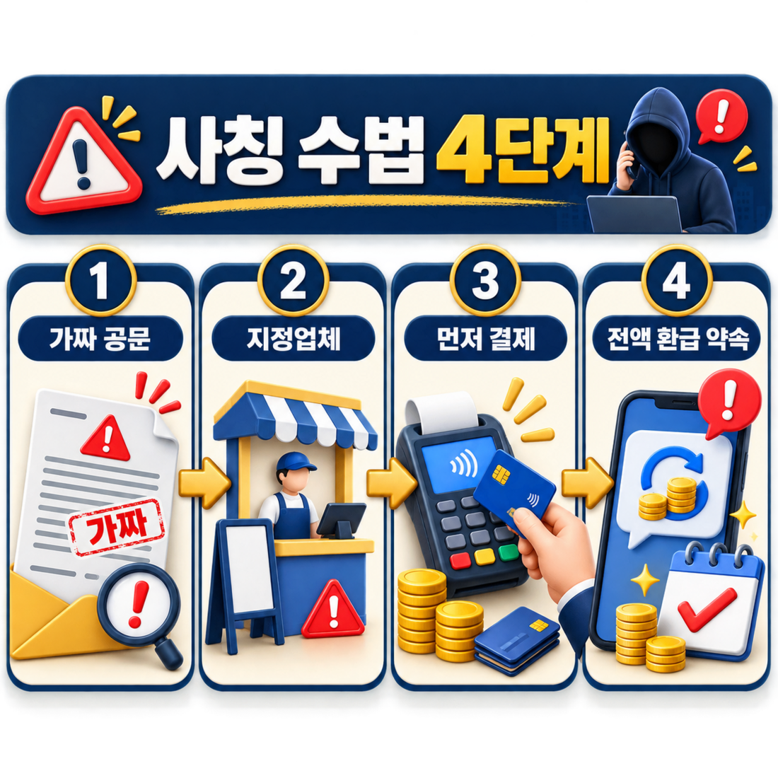 가짜 공문 특정 업체 지정 먼저 결제 전액 환급 약속으로 이어지는 사칭 수법 4단계