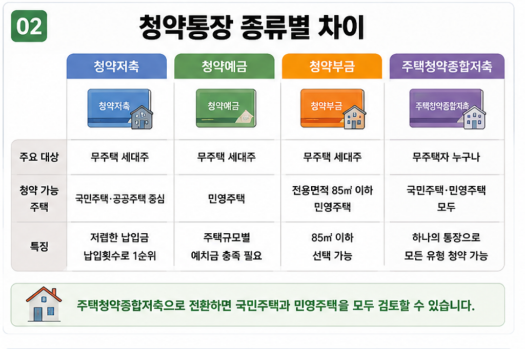 청약저축 청약예금 청약부금 주택청약종합저축 차이