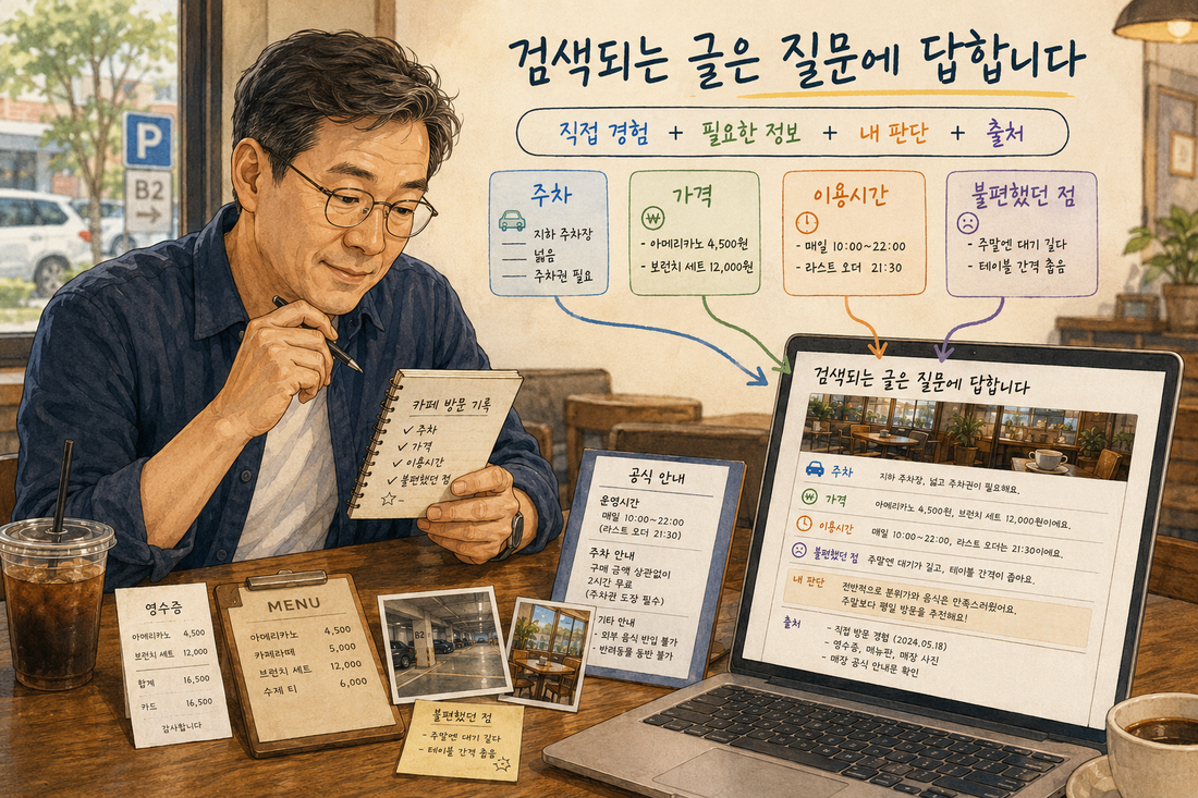 직접 경험과 필요한 정보 내 판단 출처를 모아 검색 질문에 답하는 블로그 글