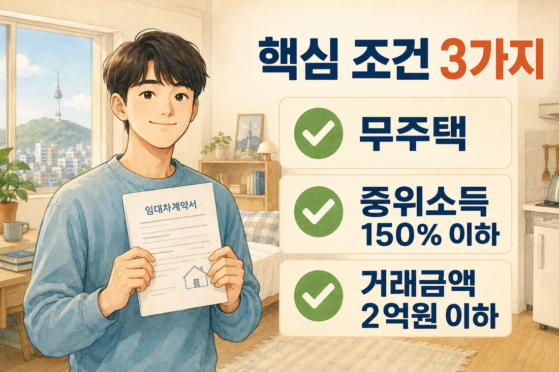 무주택 중위소득 150% 이하 거래금액 2억원 이하 조건