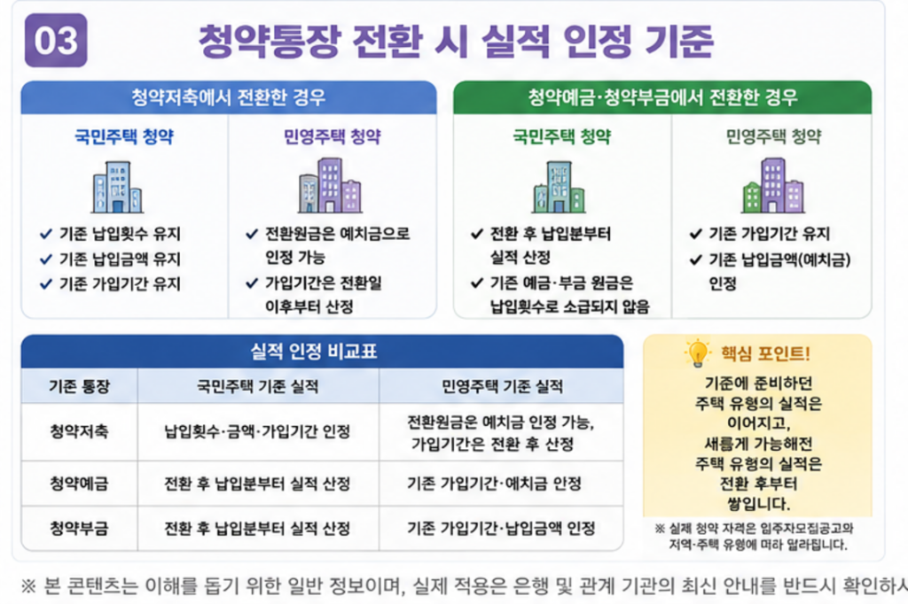 청약통장 전환 가입기간 납입횟수 인정 비교