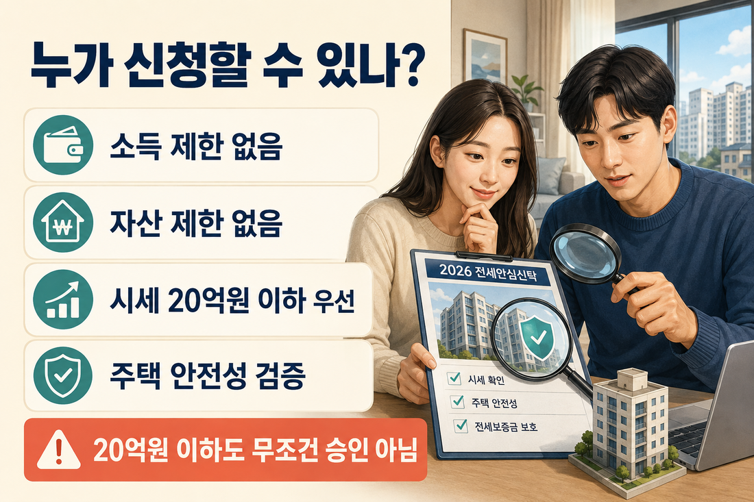 전월세 안심신탁 소득 자산 제한과 20억원 이하 주택 심사