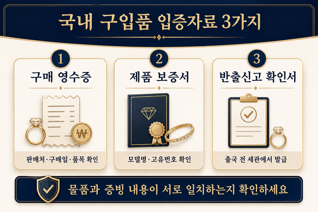 귀금속 국내 구입 사실을 입증하는 영수증 보증서 확인서