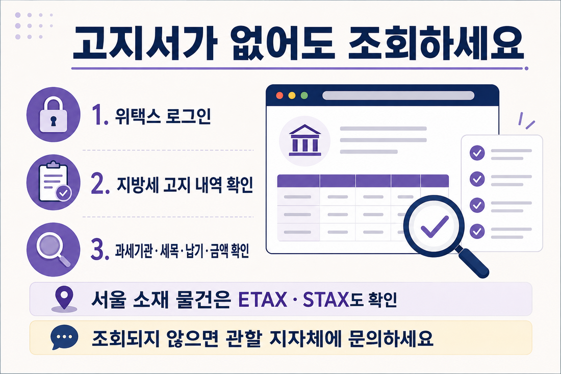 고지서 없이 위택스에서 9월 재산세를 조회하는 순서