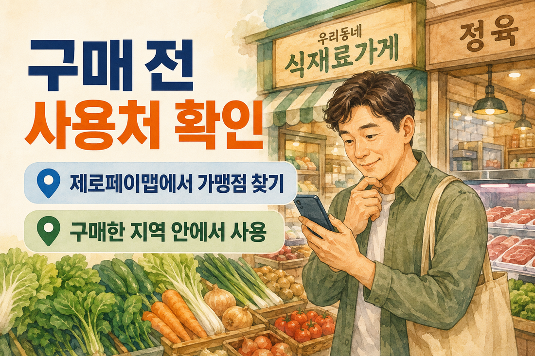 제로페이맵에서 농할상품권 가맹점과 지역 사용처 확인