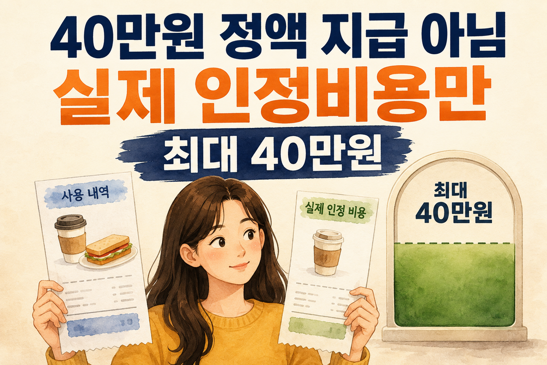 40만원 정액 지급이 아닌 실제 인정비용 최대 40만원