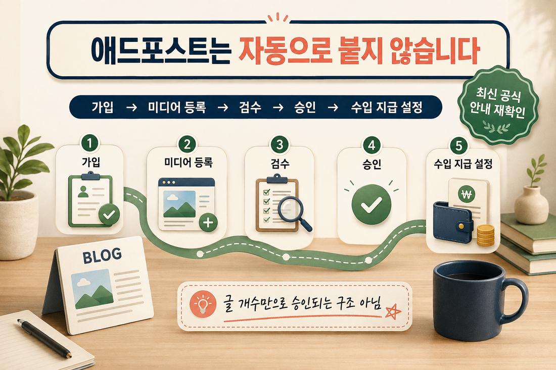 애드포스트 가입 미디어 등록 검수 승인 수입 지급 설정 절차