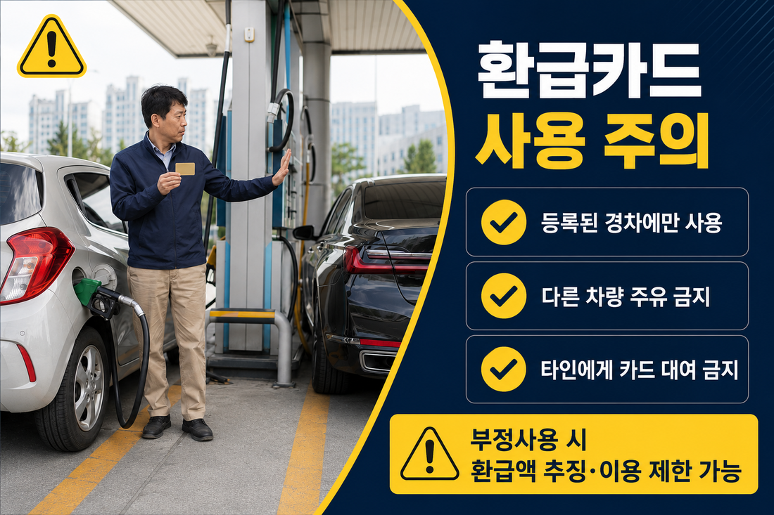 등록된 경차가 아닌 다른 차량에 유류세 환급카드를 사용하는 행위 주의