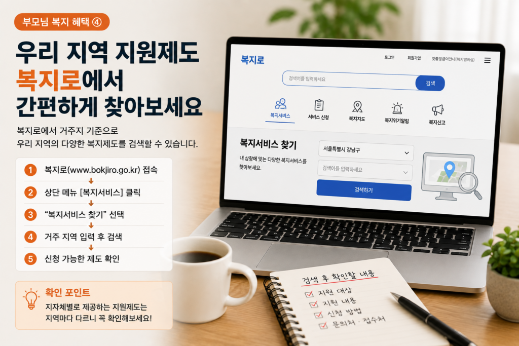 복지로·지자체·주민센터 장수지원 확인 순서