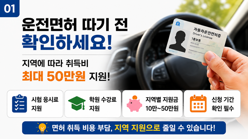 운전면허 취득비 지원 대상과 지역별 지원금 안내