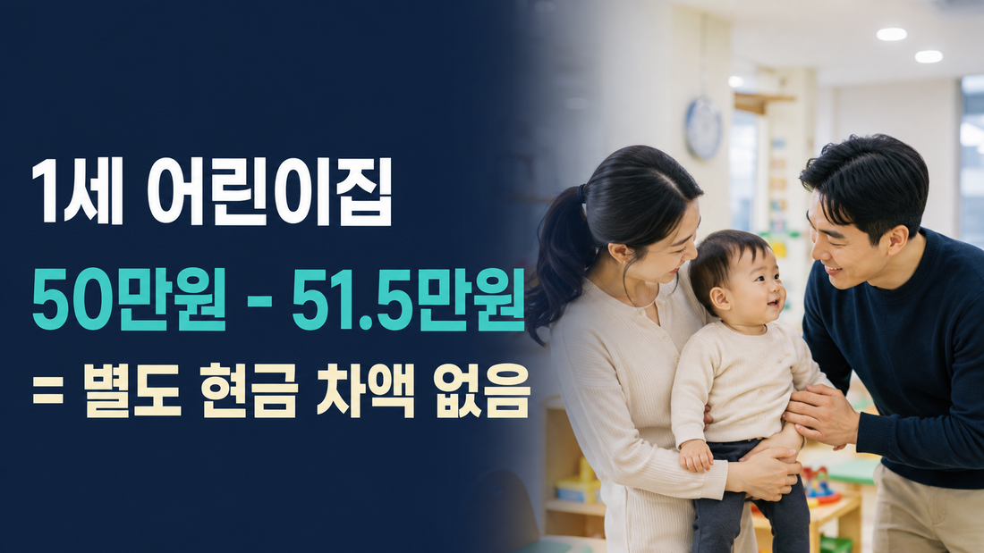 1세 부모급여 50만원과 보육료 51만5천원 차액 없음