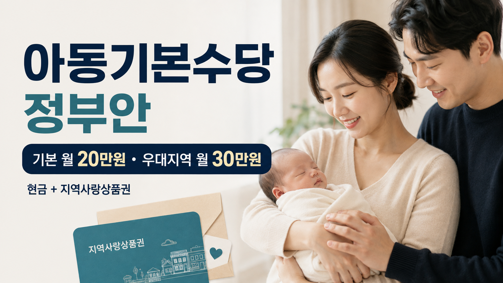 아동기본수당 기본 월 20만원 우대지역 월 30만원
