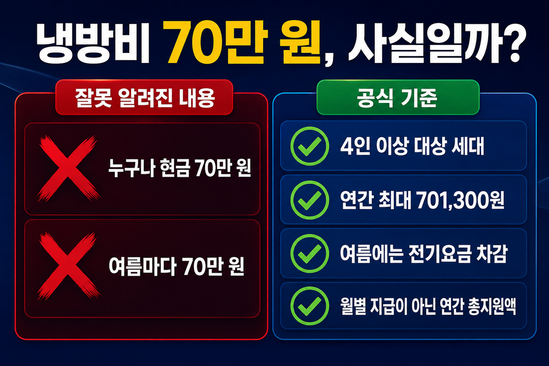 냉방비 70만 원 SNS 주장과 2026 에너지바우처 실제 기준 비교