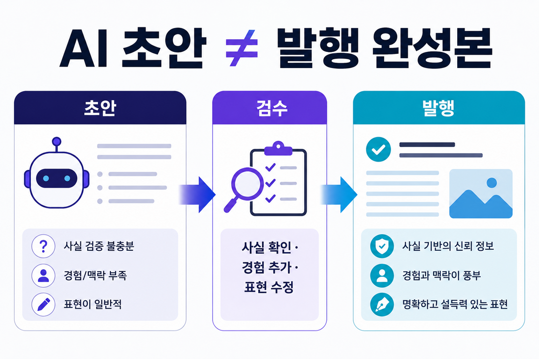 AI 블로그 글 검수에서 AI 초안과 발행 완성본의 차이