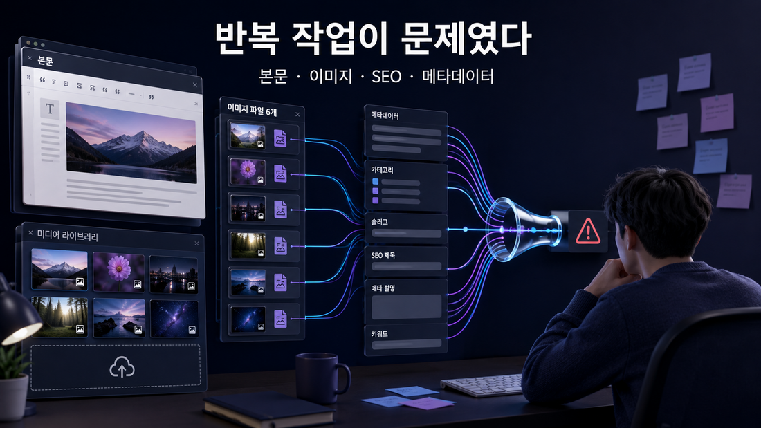 워드프레스 ZIP 자동등록 전 반복했던 본문 이미지 SEO 메타데이터 작업