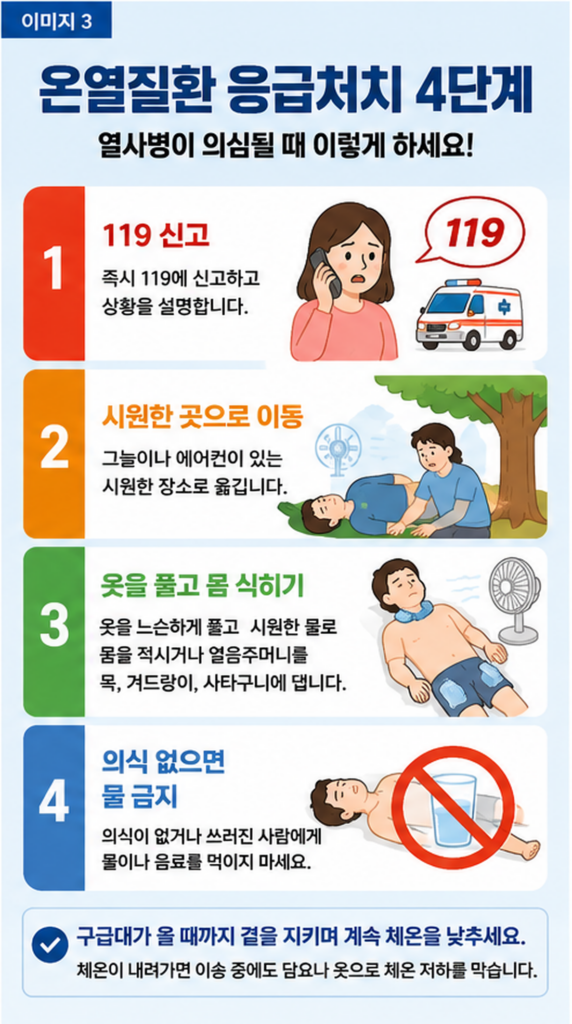 온열질환 응급처치 4단계