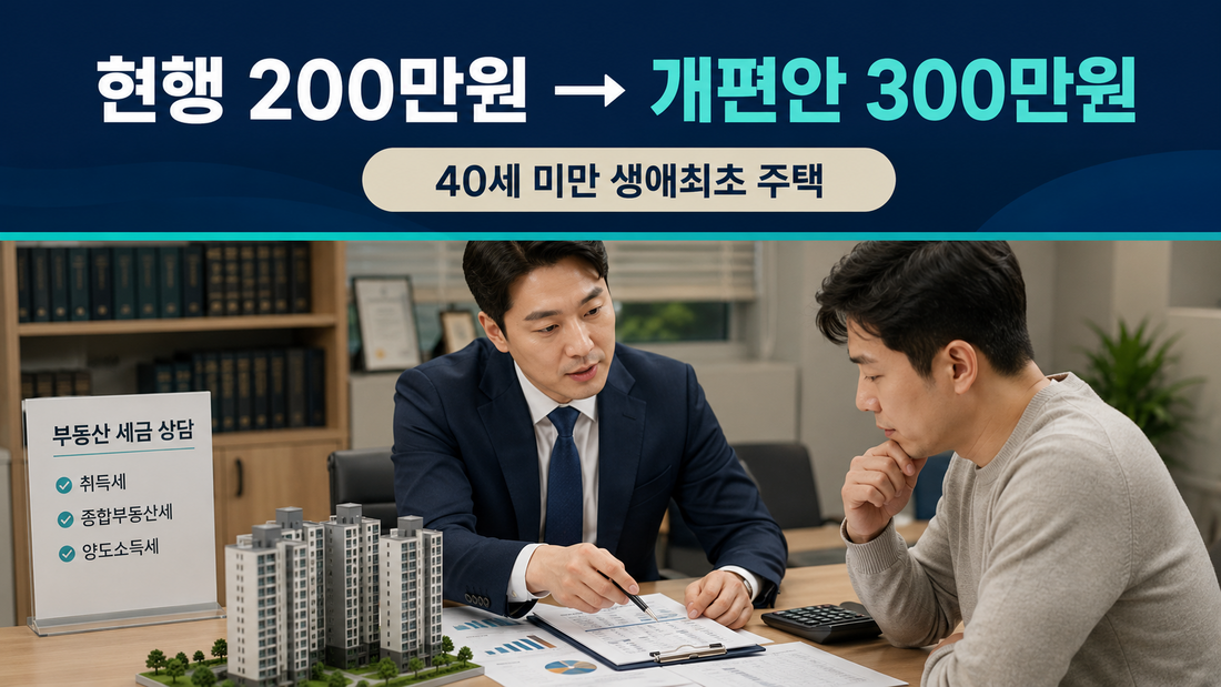 생애최초 주택 취득세 현행 200만원 개편안 300만원 비교