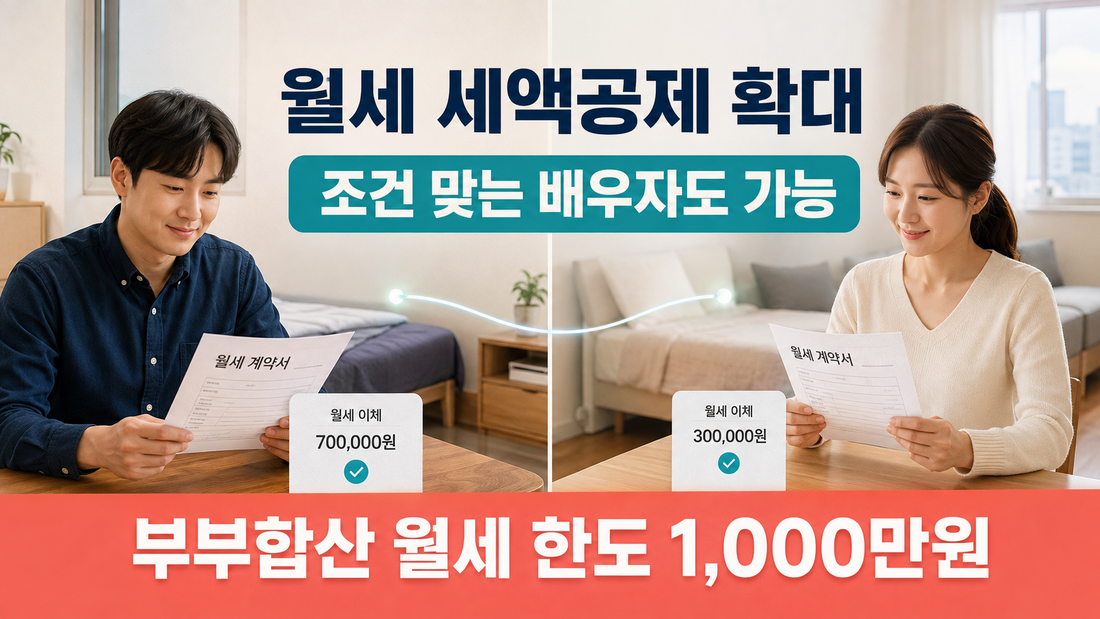 배우자 월세 세액공제 확대와 부부 합산 1000만원 한도