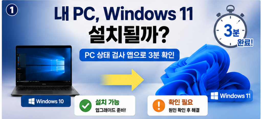 Windows 11 설치 가능 확인을 위한 PC 상태 검사 3분 안내