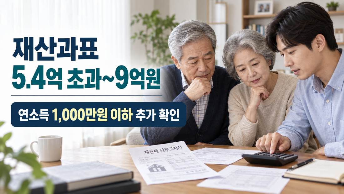 재산세 과세표준 5억4천만원 초과 9억원 이하 소득 기준
