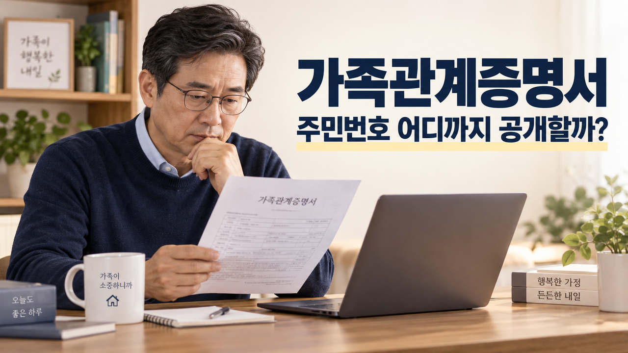 가족관계증명서 주민번호 뒷자리 공개범위를 확인하는 부모