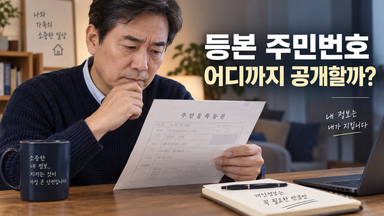 주민등록등본 주민번호 뒷자리 공개범위를 확인하는 부모