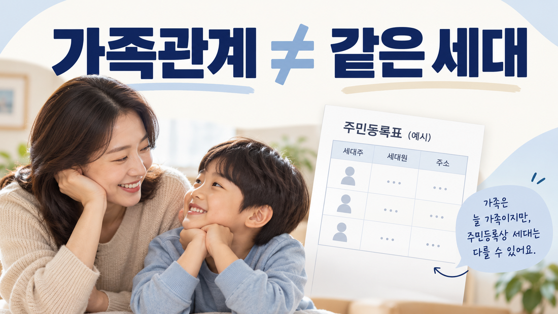 가족관계와 주민등록상 같은 세대가 다르다는 설명