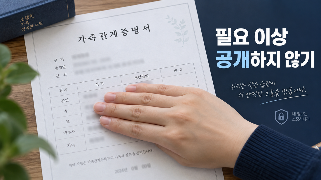 가족관계증명서에서 필요 이상의 개인정보 공개를 막는 모습