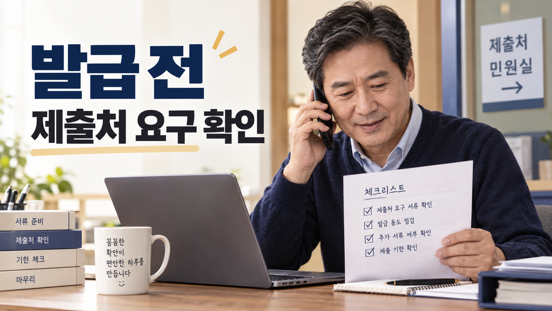 가족관계증명서 발급 전 제출처 요구를 전화로 확인하는 모습